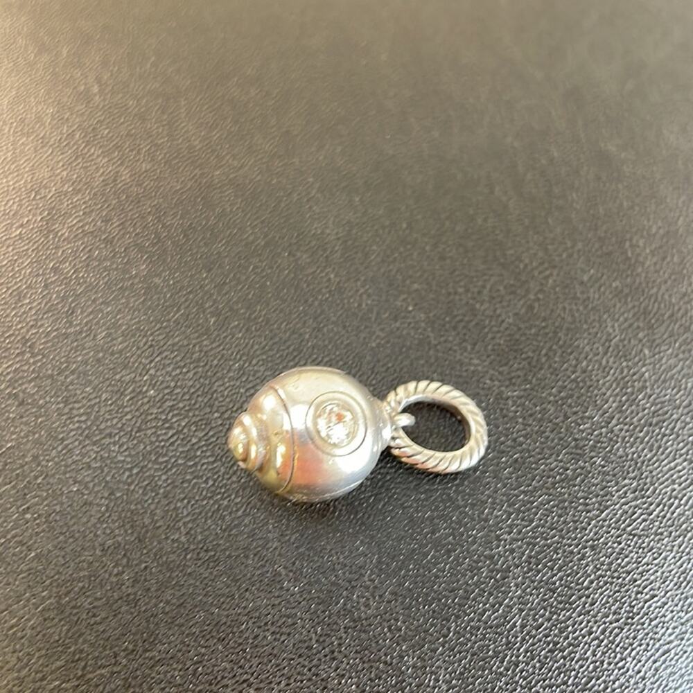 Brighton Silver Clear Crystal Heart hanging Bead charm Pendant Scrollwork